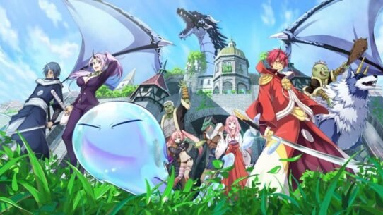 Personnages animés dans un univers fantastique avec un château et un dragon