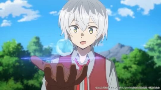 Garçon aux cheveux blancs tenant une sphère lumineuse