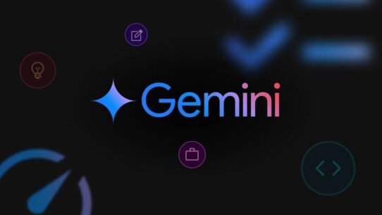Logo de Gemini avec des icônes colorées sur fond noir