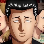 Trois personnages d'animation sur fond rouge