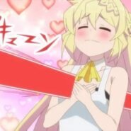 Personnage d'animé souriant avec des cœurs roses