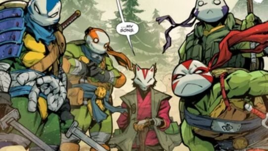 Personnages masqués dans une forêt