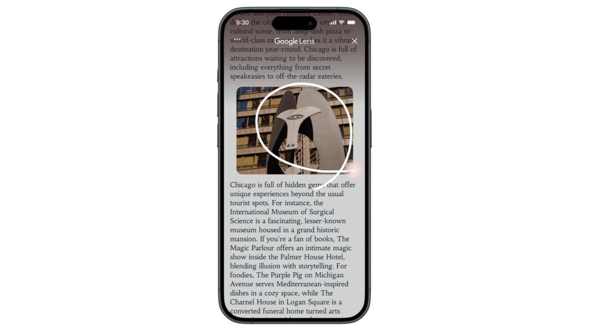 Smartphone affichant une analyse d'image avec Google Lens