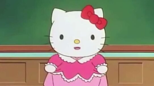 Personnage animé avec un nœud rouge dans une classe