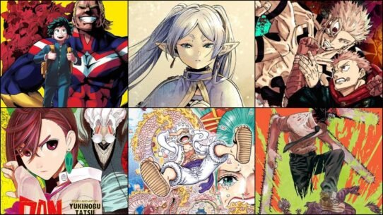 Collage de personnages de mangas célèbres avec des styles variés