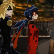 Deux super-héros regardant l'horizon depuis les toits de Paris