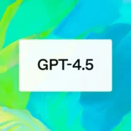 Logo GPT-4.5 sur fond abstrait multicolore