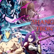 Personnages de l'anime Shangri-La Frontier devant un fond de cerisiers