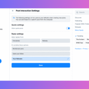 Interface de réglage des interactions de publication sur un réseau social