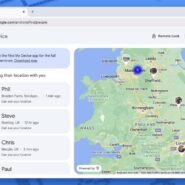 Interface Google Find My Device montrant des localisations sur une carte