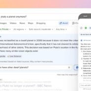Recherche sur Pluton et les planètes naines sur DuckDuckGo