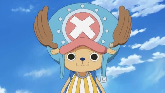 Personnage animé avec un grand chapeau sous un ciel bleu