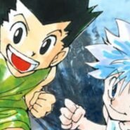 Deux personnages de manga courant avec enthousiasme