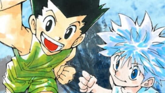 Deux personnages de manga courant avec enthousiasme