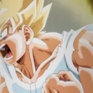 Personnage animé avec cheveux blonds et expression déterminée