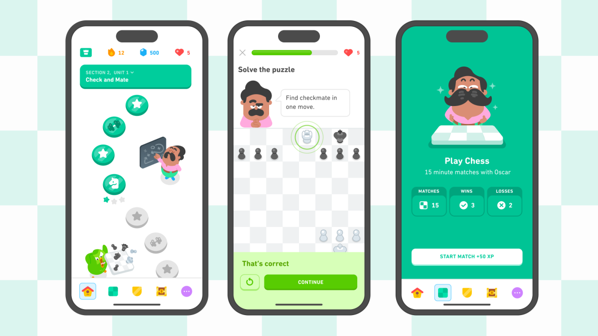 Les cours d'échecs arrivent à Duolingo
