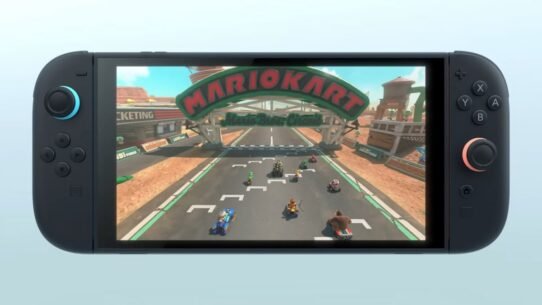 Course de kart sur une console de jeu portable
