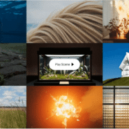 Collage de neuf images variées avec des thèmes artistiques et abstraits