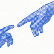 Illustration en pointillé de deux mains se touchant