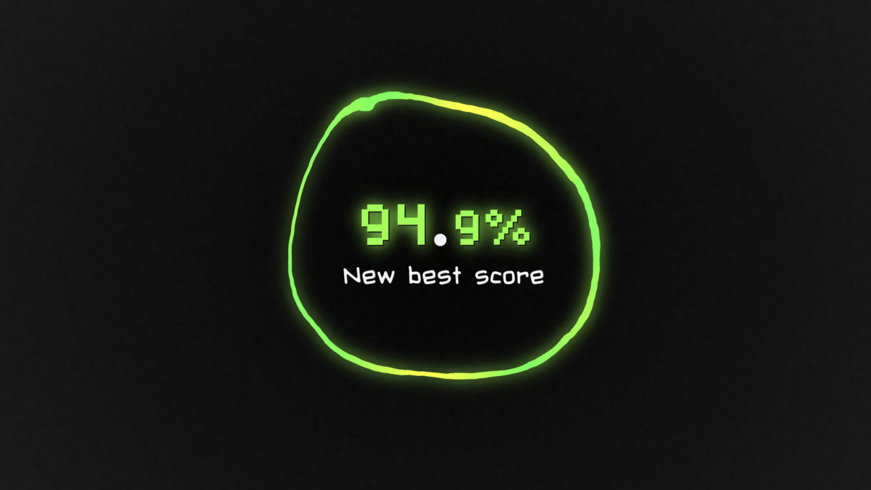 Score de 94,9 % entouré en vert sur fond noir