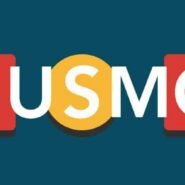 Logo du jeu Tusmo avec des lettres colorées sur fond bleu