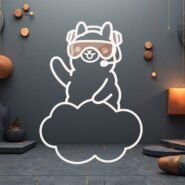 Alpaga stylisé avec casque de réalité virtuelle sur fond artistique