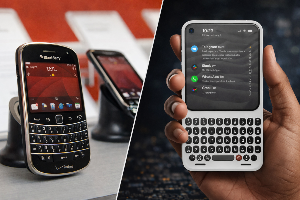 Comparaison entre deux smartphones avec claviers physiques