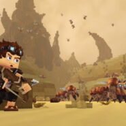 Jeu Hytale avec personnages en avant-plan dans un monde fantastique