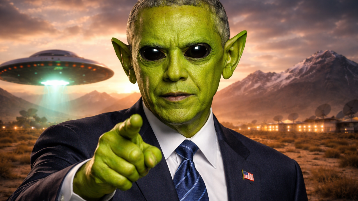 Barack Obama observant un OVNI dans le ciel
