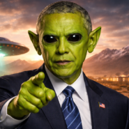 Barack Obama observant un OVNI dans le ciel