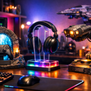 Divers cadeaux personnalisés pour geeks sur une table