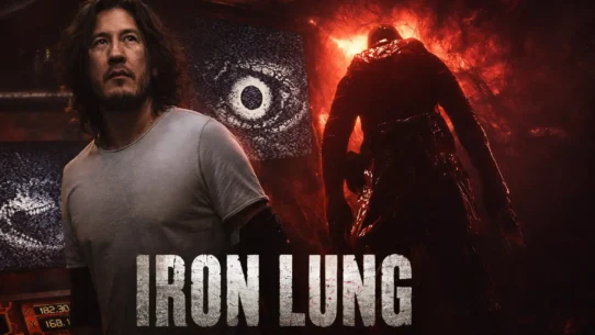 Capture d'écran du jeu Iron Lung montrant un sous-marin dans les profondeurs