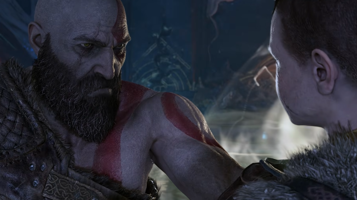 Kratos dans le trailer du jeu vidéo God of War en 2021.